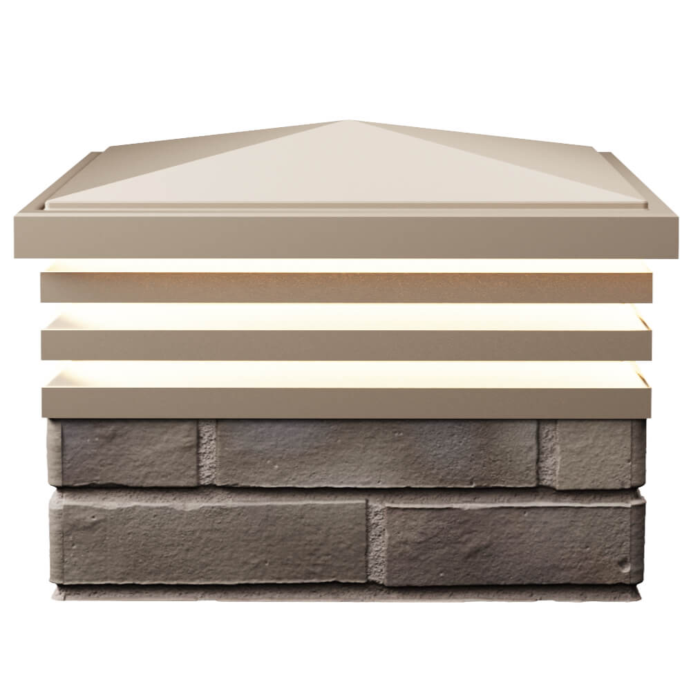 Колпак Zking Бона ХайТек Бежевый на столб 1.5х1.5 кирпича (385х385мм) с подсветкой в Уфе фото
