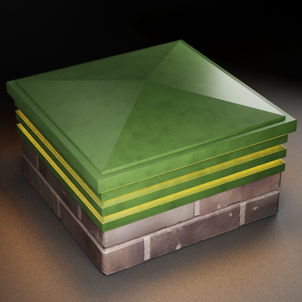 Колпак Zking Бона ХайТек Зеленый на столб 2х2 кирпича (513х513мм) с подсветкой в Уфе фото