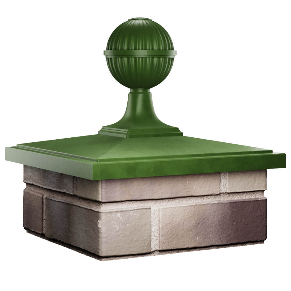 Колпак Zking БонаМоно Зеленый с шаром на столб 1.5х1.5 кирпича (385х385, 400х400мм) в сборе в Уфе фото