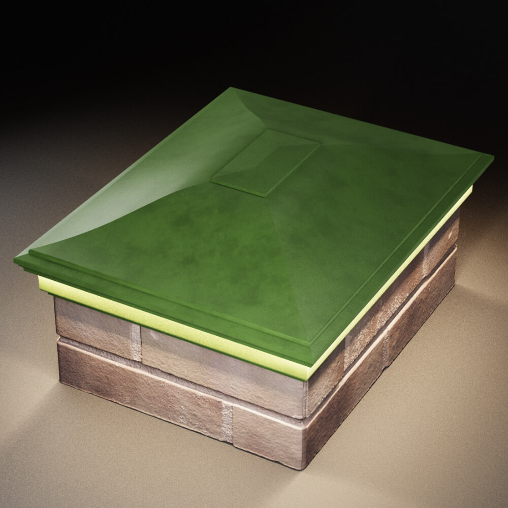 Колпак Zking Монблан Зеленый на столб 2х1.5 кирпича (515х385мм) c подсветкой в Уфе фото