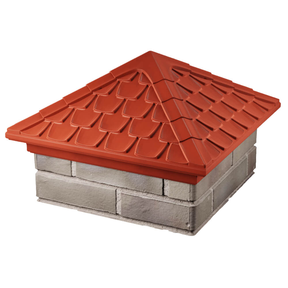 Колпак Zking Эльбрус Красный на столб 1.5х1.5 кирпича (385х385мм) в Уфе фото