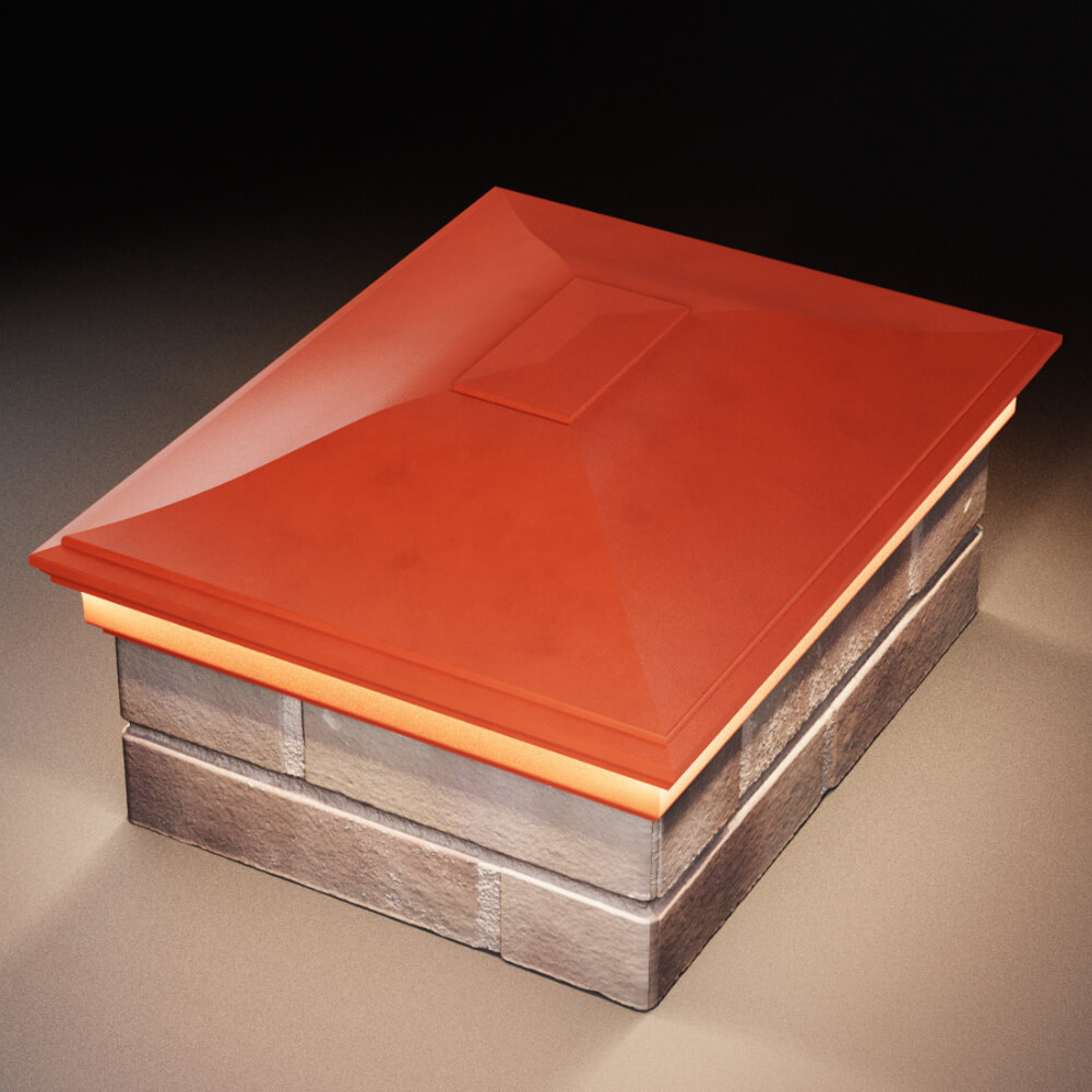 Колпак Zking Монблан Красный на столб 2х1.5 кирпича (515х385мм) c подсветкой в Уфе фото