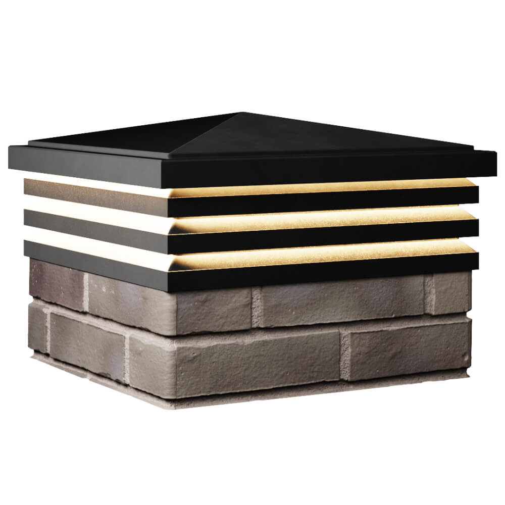 Колпак Zking Бона ХайТек Черный на столб 1.5х1.5 кирпича (385х385мм) с подсветкой в Уфе фото