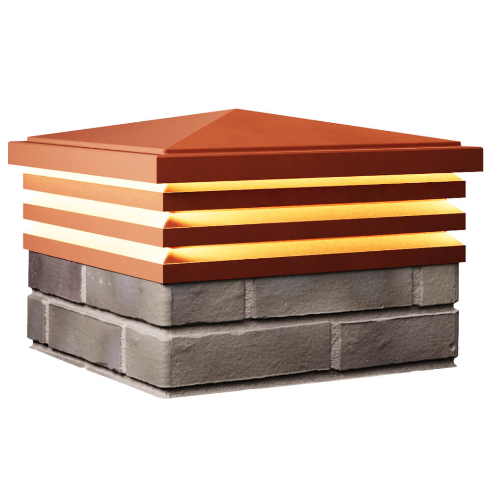 Колпак Zking Бона ХайТек Красный на столб 1.5х1.5 кирпича (385х385мм) с подсветкой в Уфе фото