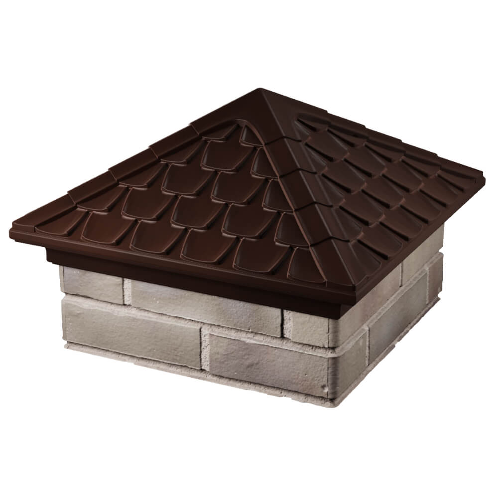 Колпак Zking Эльбрус Коричневый на столб 1.5х1.5 кирпича (385х385мм) в Уфе фото