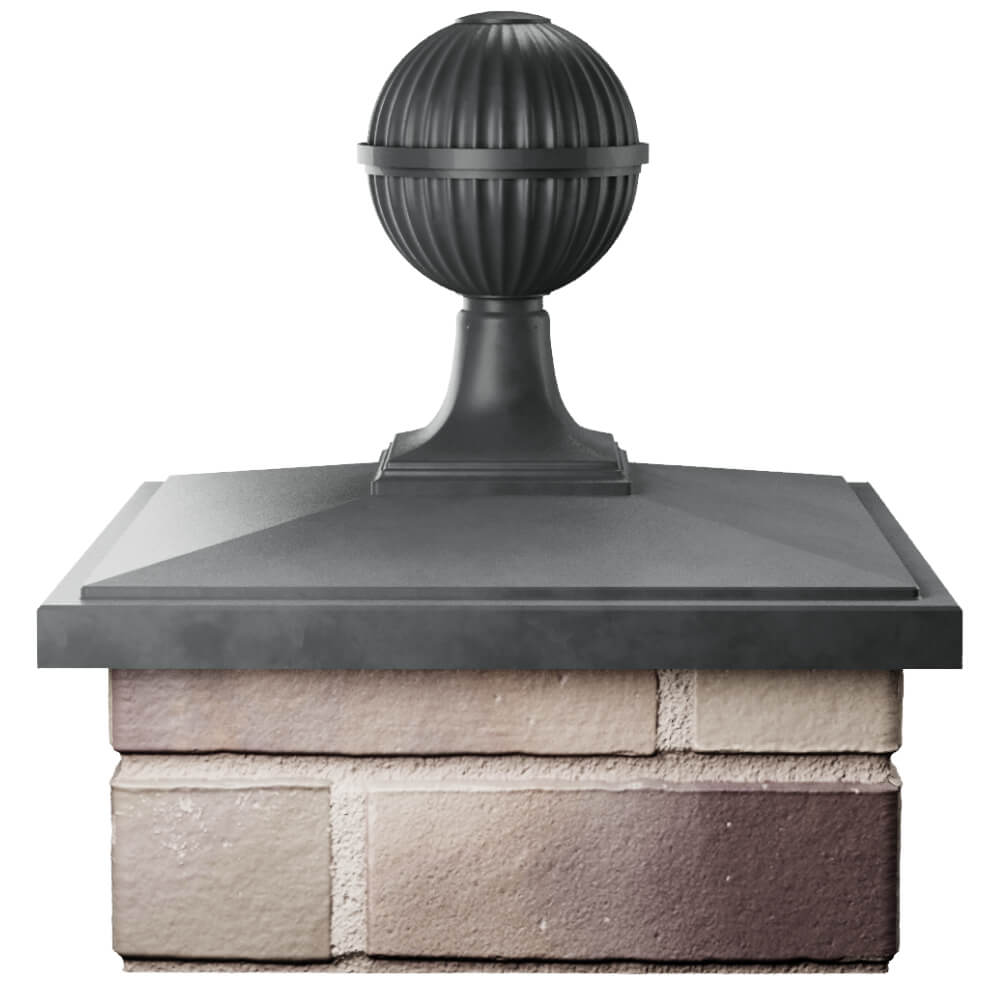 Колпак Zking БонаМоно Серый с шаром на столб 1.5х1.5 кирпича (385х385, 400х400мм) в сборе Уфа фото