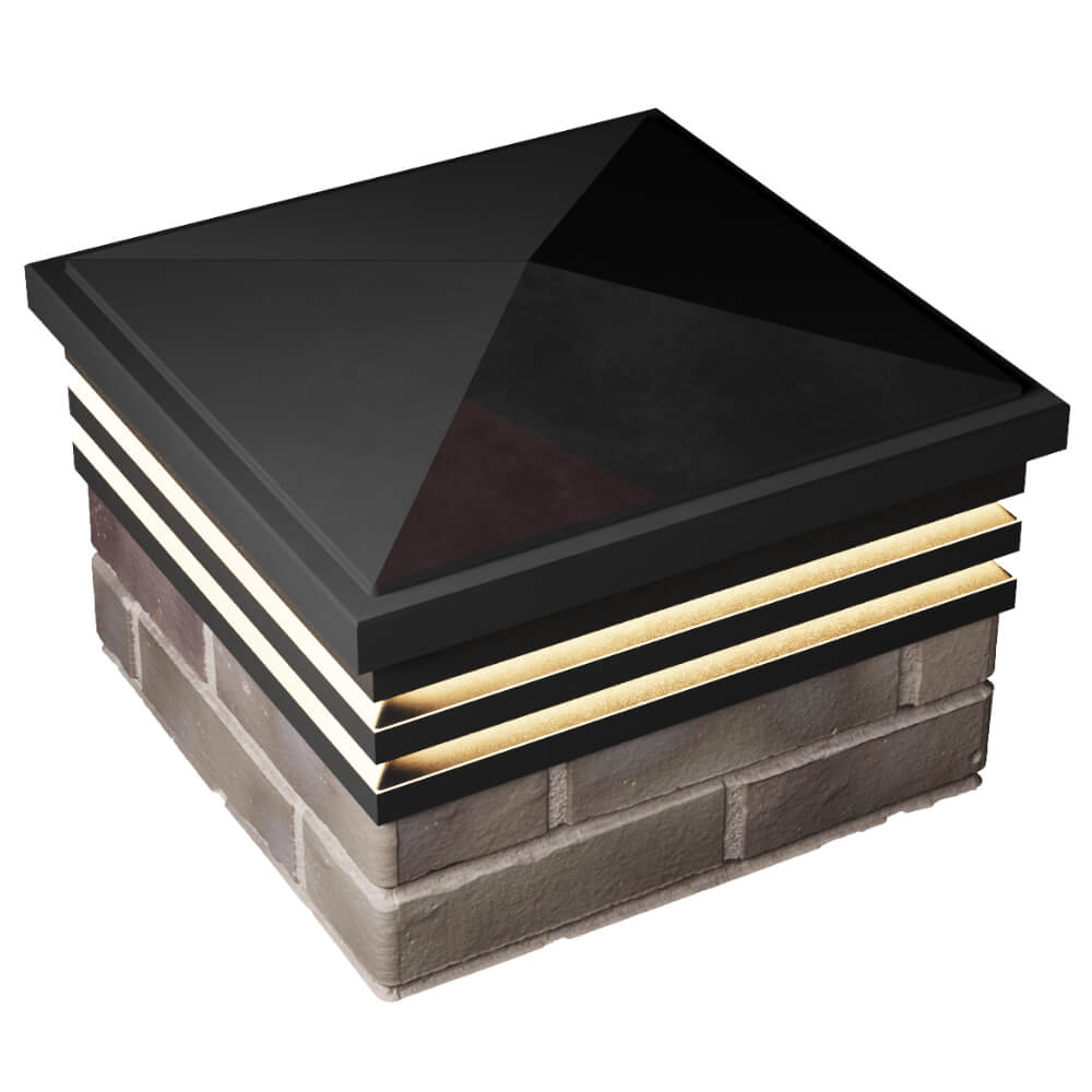 Колпак Zking Бона ХайТек Черный на столб 1.5х1.5 кирпича (385х385мм) с подсветкой в Уфе фото