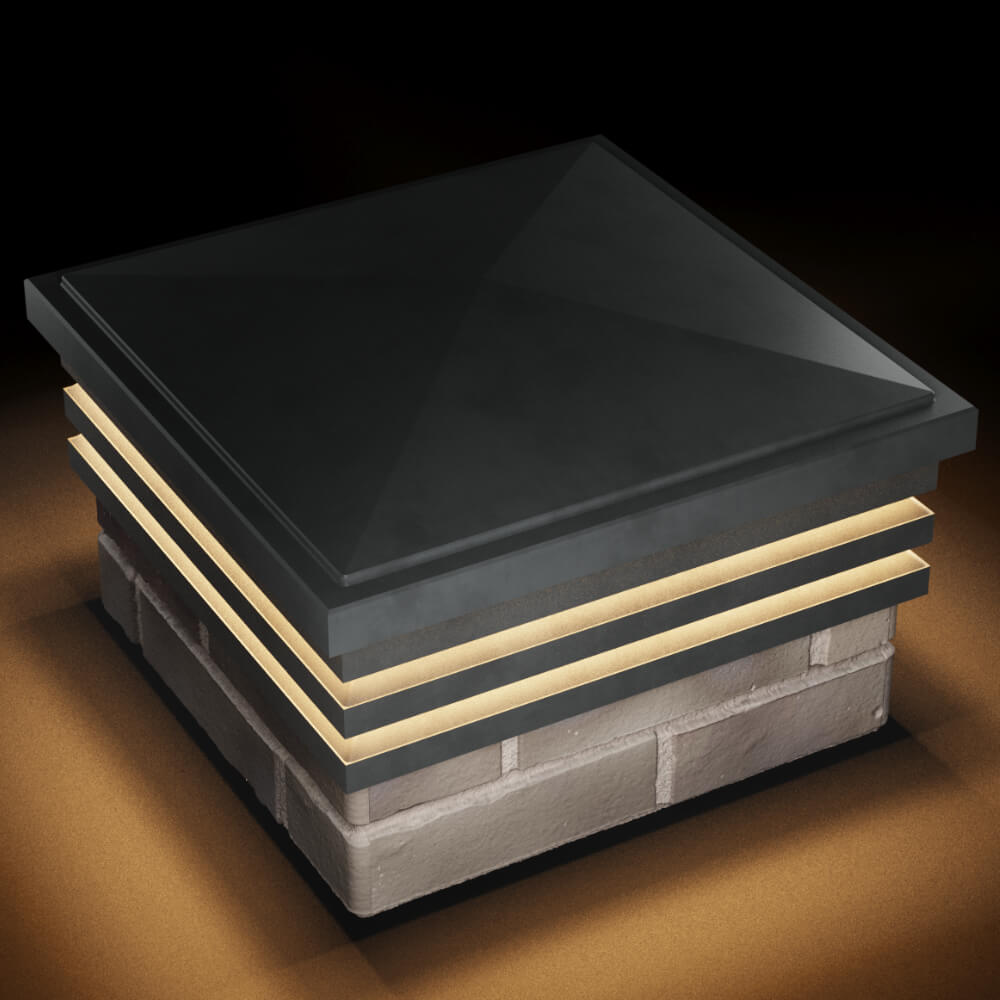 Колпак Zking Бона ХайТек Серый на столб 1.5х1.5 кирпича (385х385мм) с подсветкой в Уфе фото