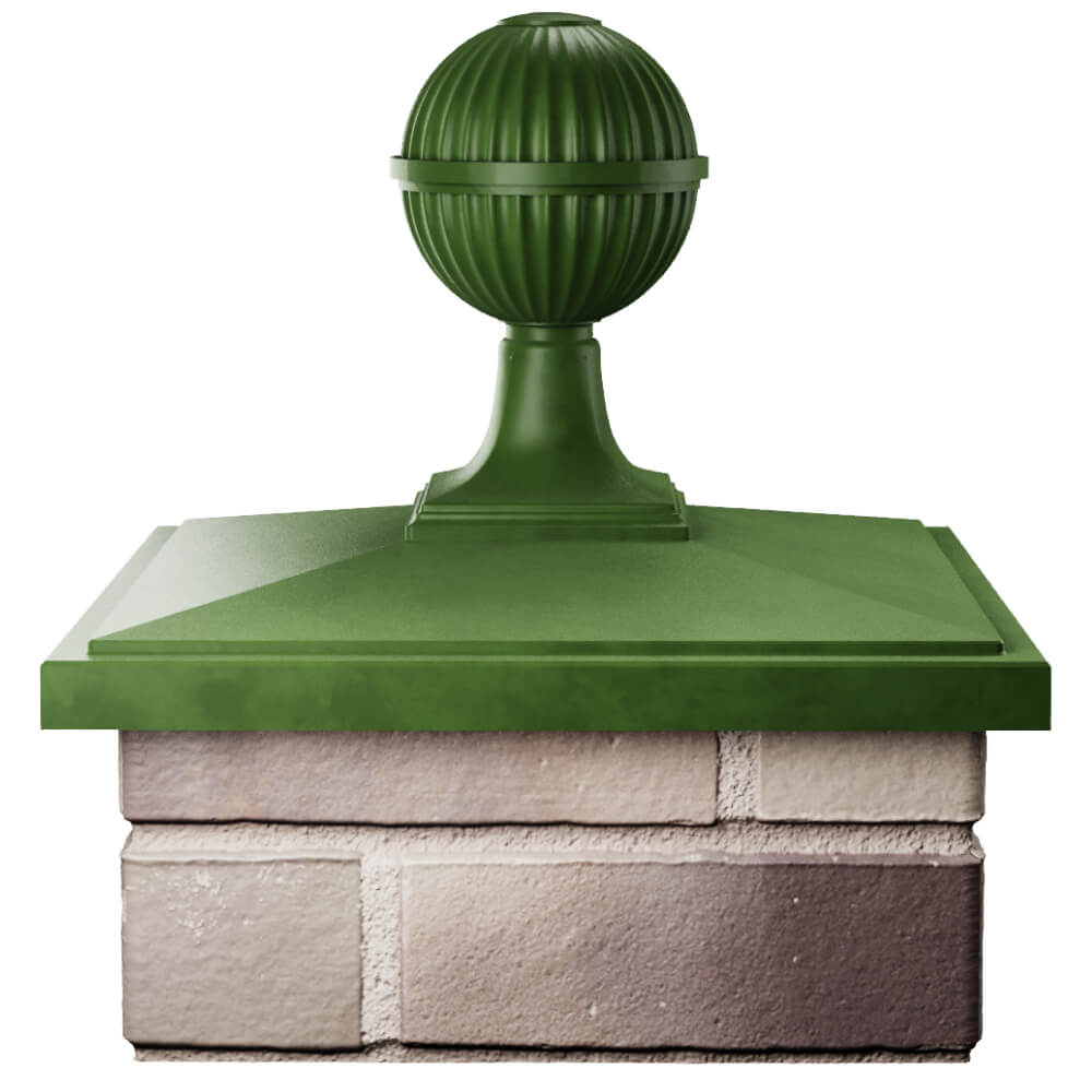 Колпак Zking БонаМоно Зеленый с шаром на столб 1.5х1.5 кирпича (385х385, 400х400мм) в сборе в Уфе фото