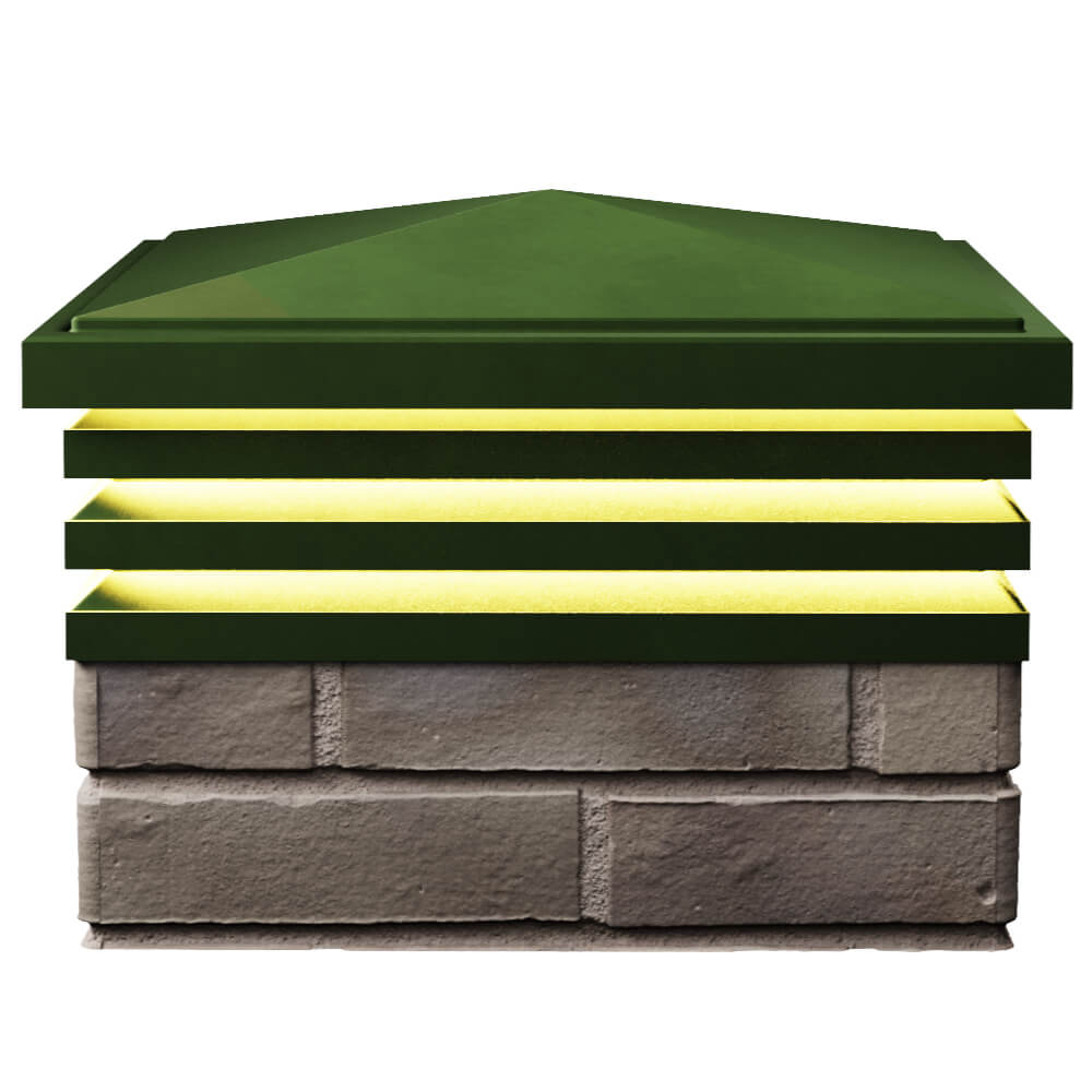 Колпак Zking Бона ХайТек Зеленый на столб 1.5х1.5 кирпича (385х385мм) с подсветкой в Уфе фото