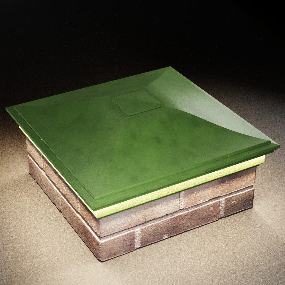 Колпак Zking Монблан Зеленый на столб 2х2 кирпича (515х515мм) c подсветкой в Уфе фото