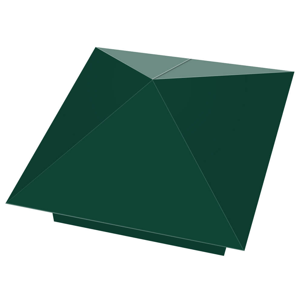 Колпак металлический 390х390мм RAL6005 Зеленый Мох заборный Уфа фото