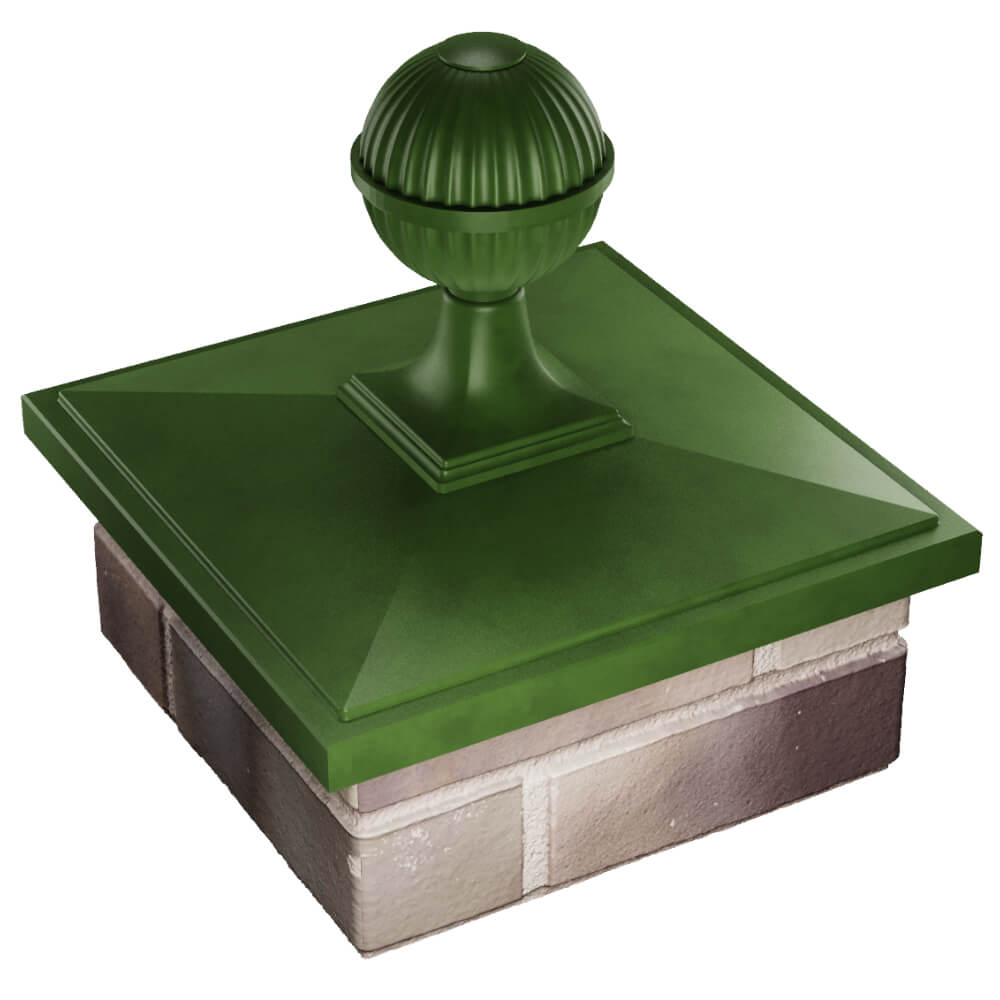Колпак Zking БонаМоно Зеленый с шаром на столб 1.5х1.5 кирпича (385х385, 400х400мм) в сборе в Уфе фото