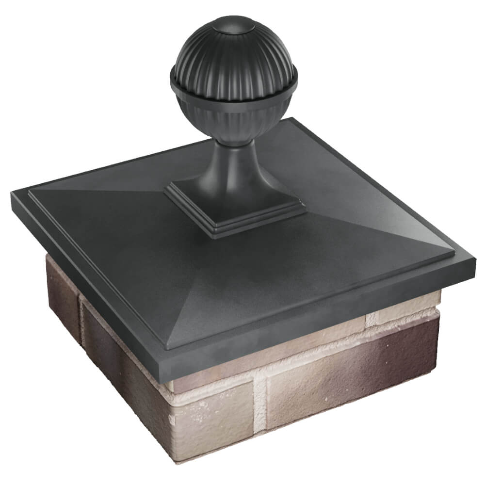 Колпак Zking БонаМоно Серый с шаром на столб 1.5х1.5 кирпича (385х385, 400х400мм) в сборе в Уфе фото