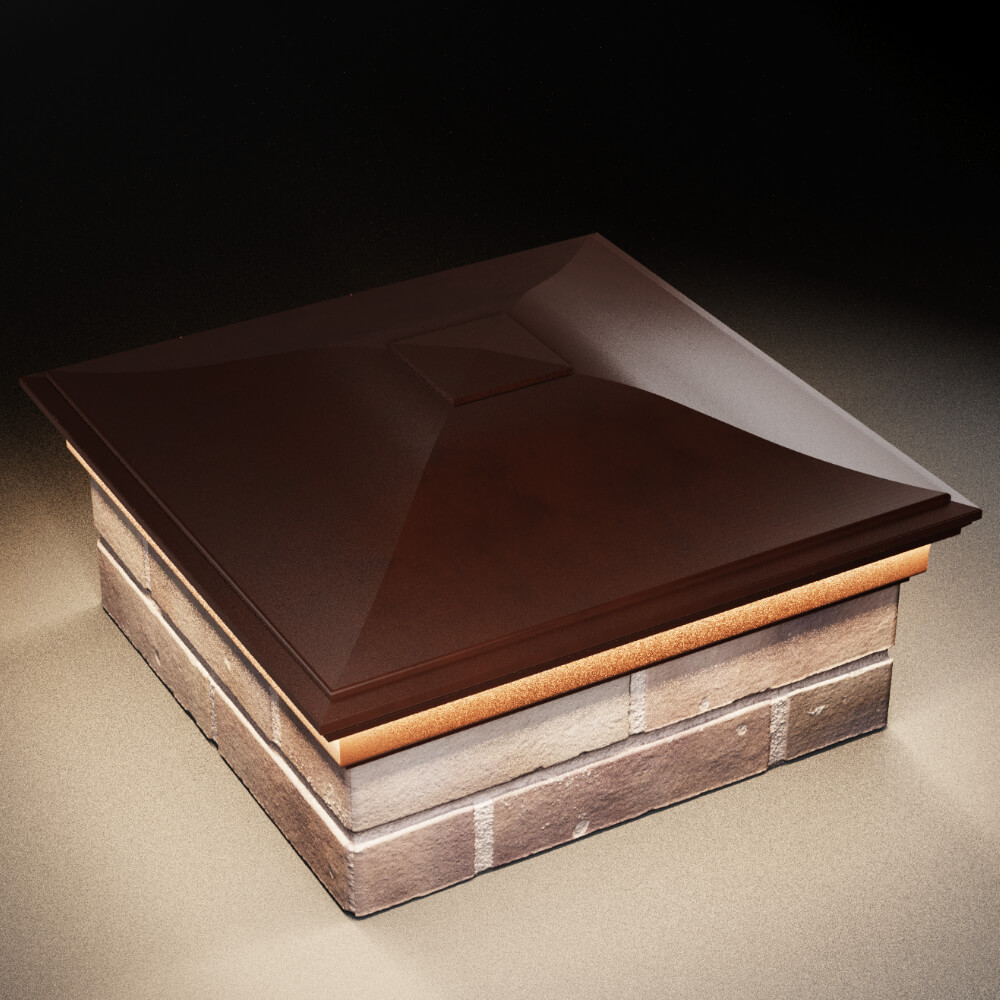 Колпак Zking Монблан Коричневый на столб 2х2 кирпича (515х515мм) c подсветкой в Уфе фото