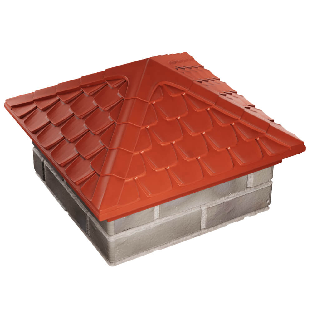 Колпак Zking Эльбрус Красный на столб 1.5х1.5 кирпича (385х385мм) в Уфе фото