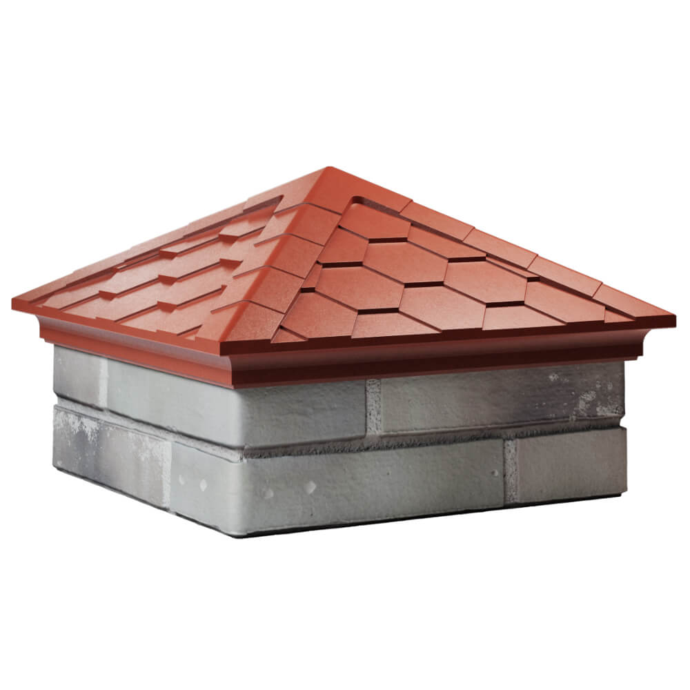 Колпак Zking Эверест Красный на столб 1.5х1.5 кирпича (390х390мм) в Уфе фото