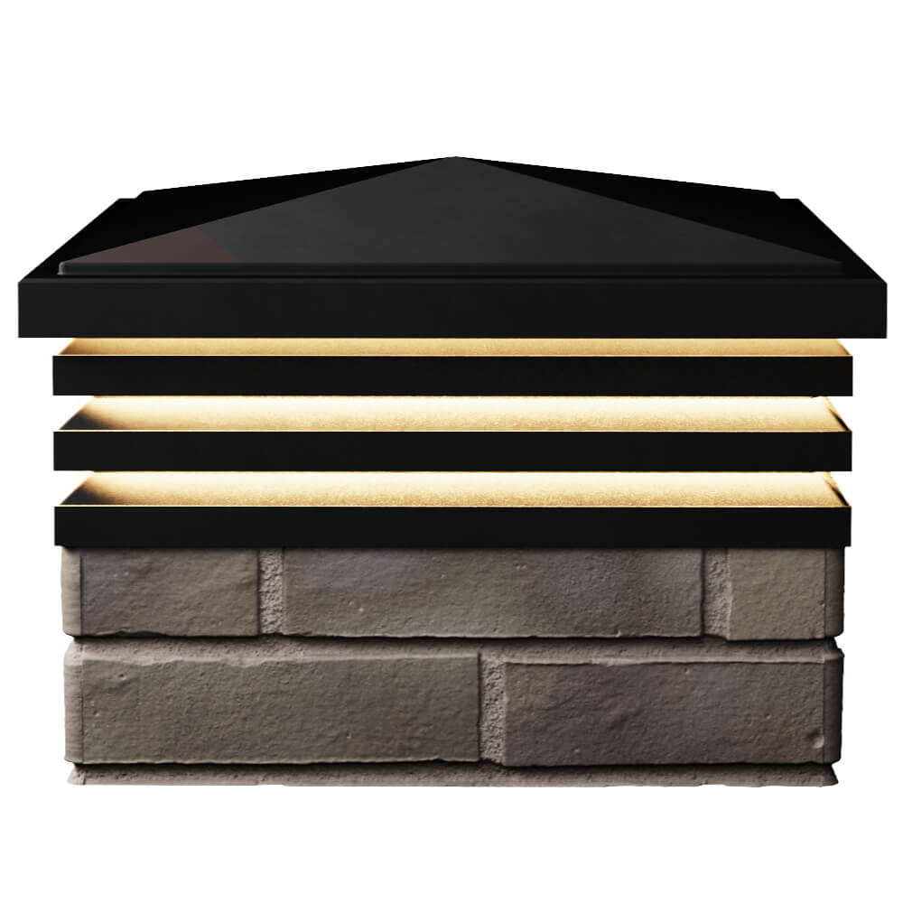 Колпак Zking Бона ХайТек Черный на столб 1.5х1.5 кирпича (385х385мм) с подсветкой в Уфе фото