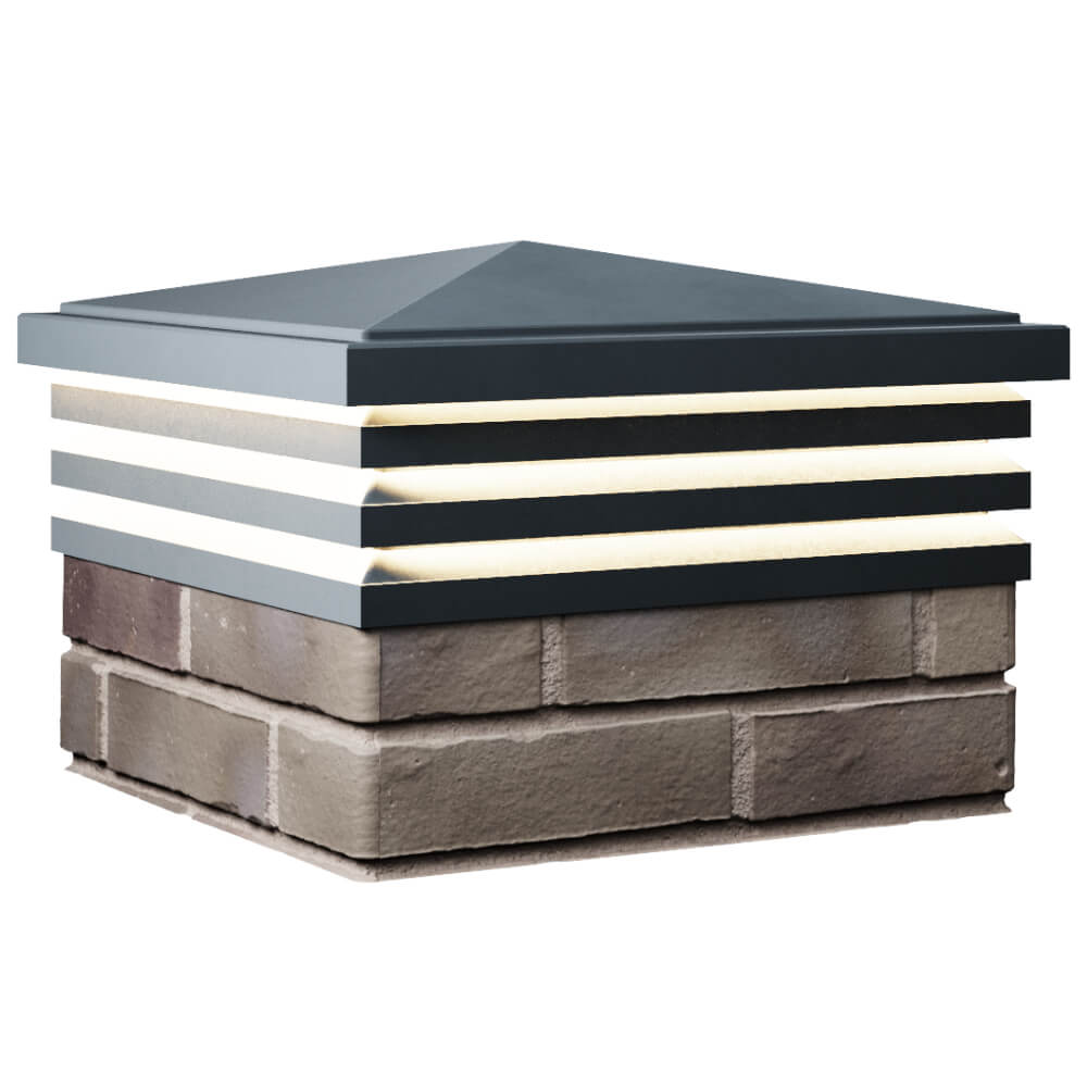 Колпак Zking Бона ХайТек Серый на столб 1.5х1.5 кирпича (385х385мм) с подсветкой в Уфе фото