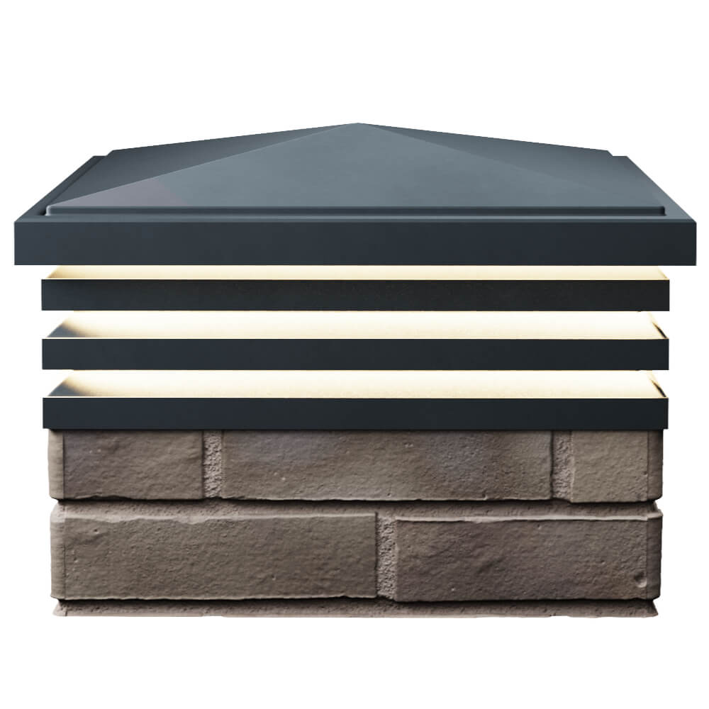 Колпак Zking Бона ХайТек Серый на столб 1.5х1.5 кирпича (385х385мм) с подсветкой в Уфе фото