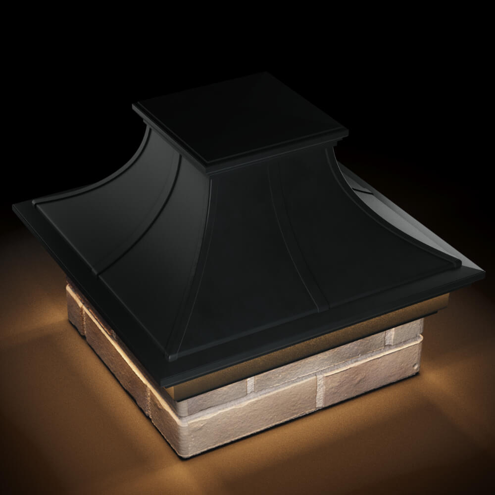 Колпак Zking Монблан Премиум Черный на столб 1.5х1.5 кирпича (385х385мм) с подсветкой в Уфе фото