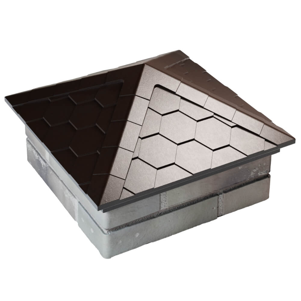 Колпак Zking Эверест Коричневый на столб 1.5х1.5 кирпича (390х390мм) в Уфе фото