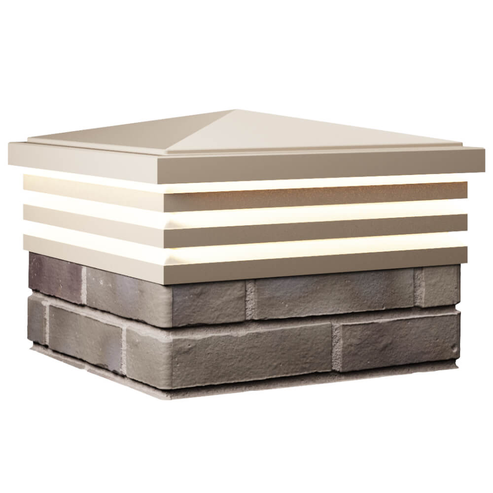 Колпак Zking Бона ХайТек Бежевый на столб 1.5х1.5 кирпича (385х385мм) с подсветкой в Уфе фото