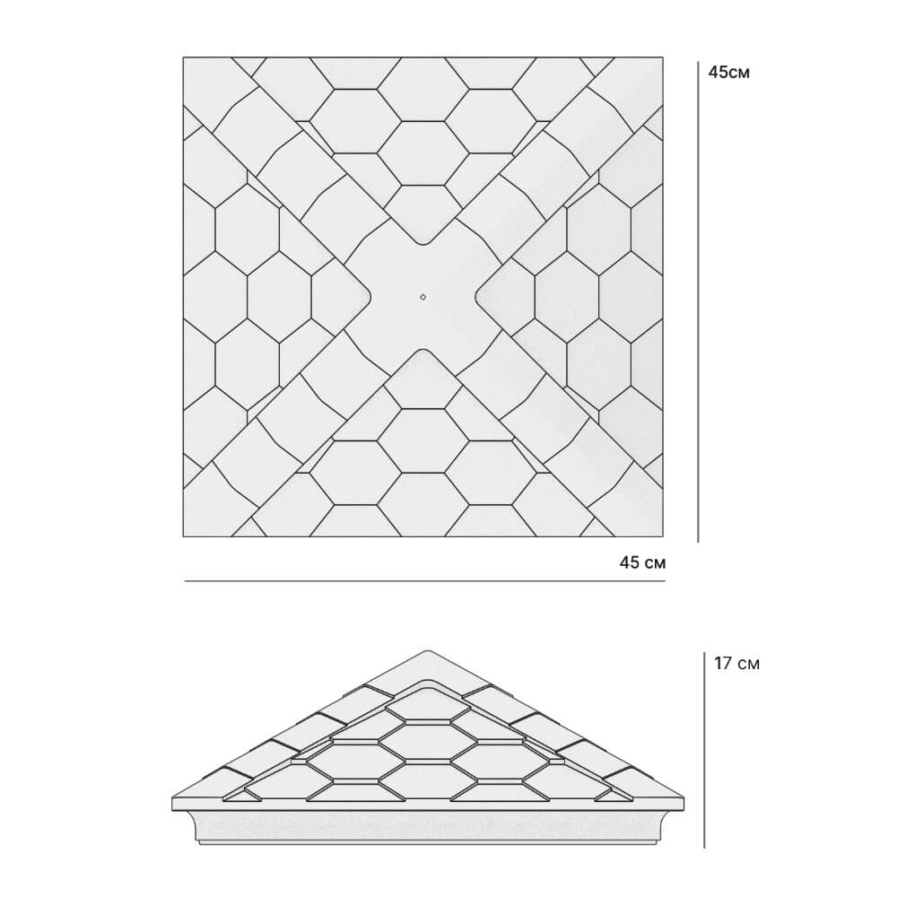 Колпак Zking Эверест Серый на столб 1.5х1.5 кирпича (390х390мм) в Уфе фото