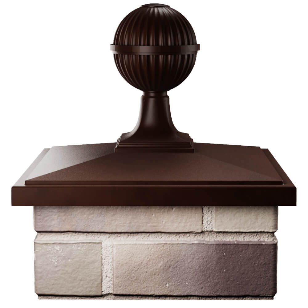 Колпак Zking БонаМоно Коричневый с шаром на столб 1.5х1.5 кирпича (385х385, 400х400мм) в сборе Уфа фото