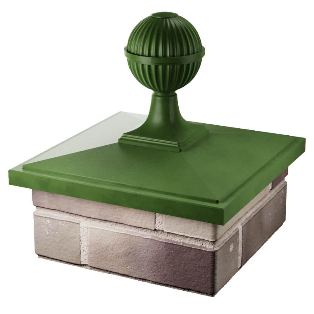 Колпак Zking БонаМоно Зеленый с шаром на столб 1.5х1.5 кирпича (385х385, 400х400мм) в сборе в Уфе фото