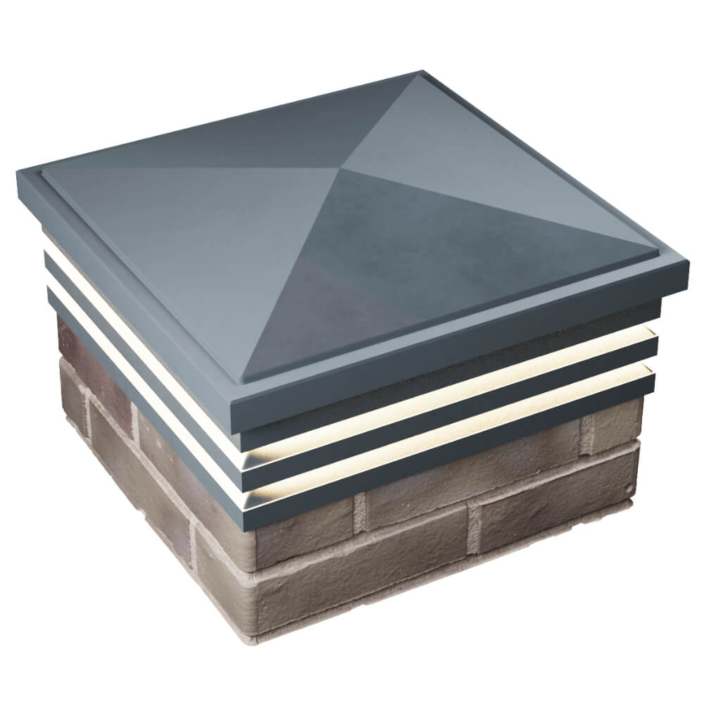 Колпак Zking Бона ХайТек Серый на столб 1.5х1.5 кирпича (385х385мм) с подсветкой в Уфе фото