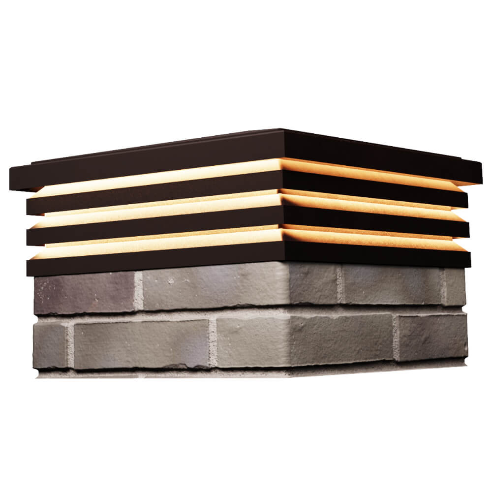 Колпак Zking Бона ХайТек Коричневый на столб 1.5х1.5 кирпича (385х385мм) с подсветкой в Уфе фото