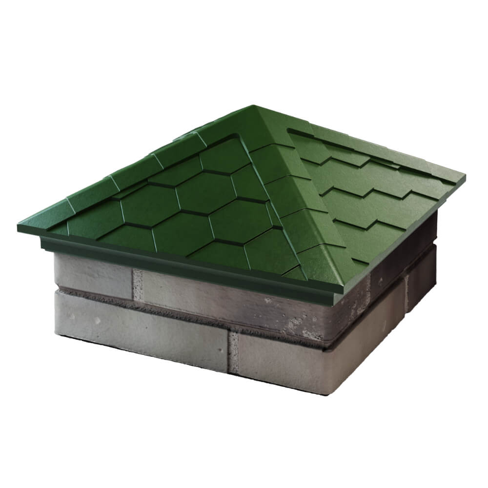 Колпак Zking Эверест Зеленый на столб 1.5х1.5 кирпича (390х390мм) в Уфе фото