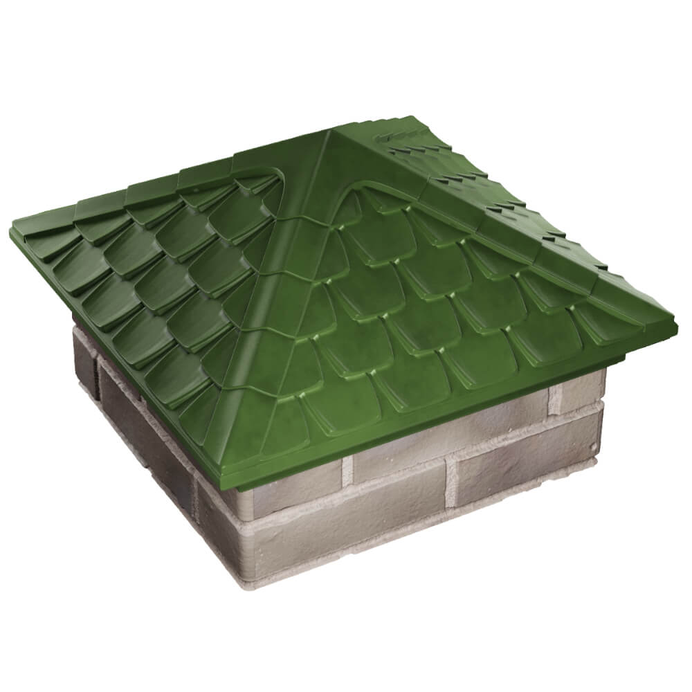 Колпак Zking Эльбрус Зеленый на столб 1.5х1.5 кирпича (385х385мм) в Уфе фото