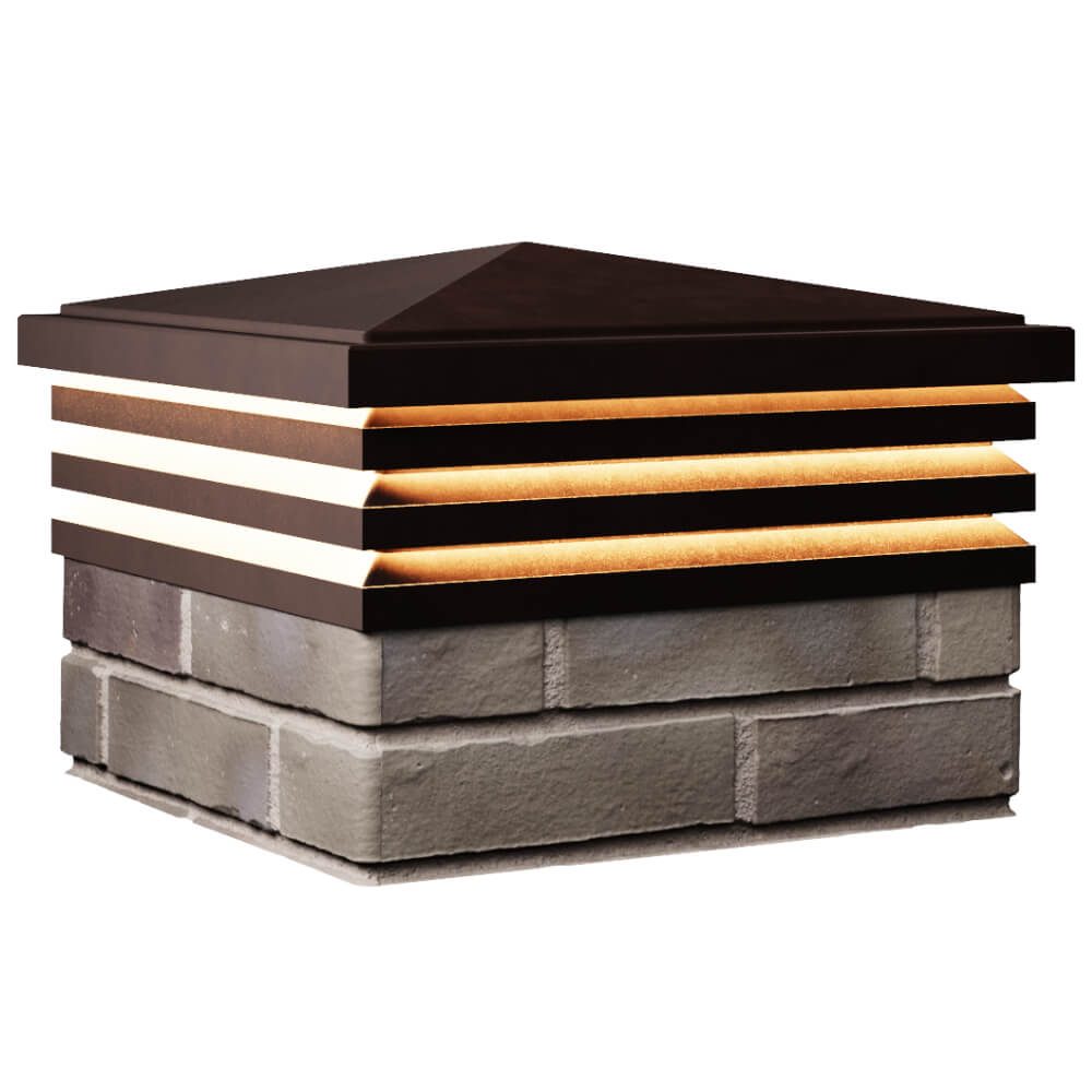 Колпак Zking Бона ХайТек Коричневый на столб 1.5х1.5 кирпича (385х385мм) с подсветкой в Уфе фото