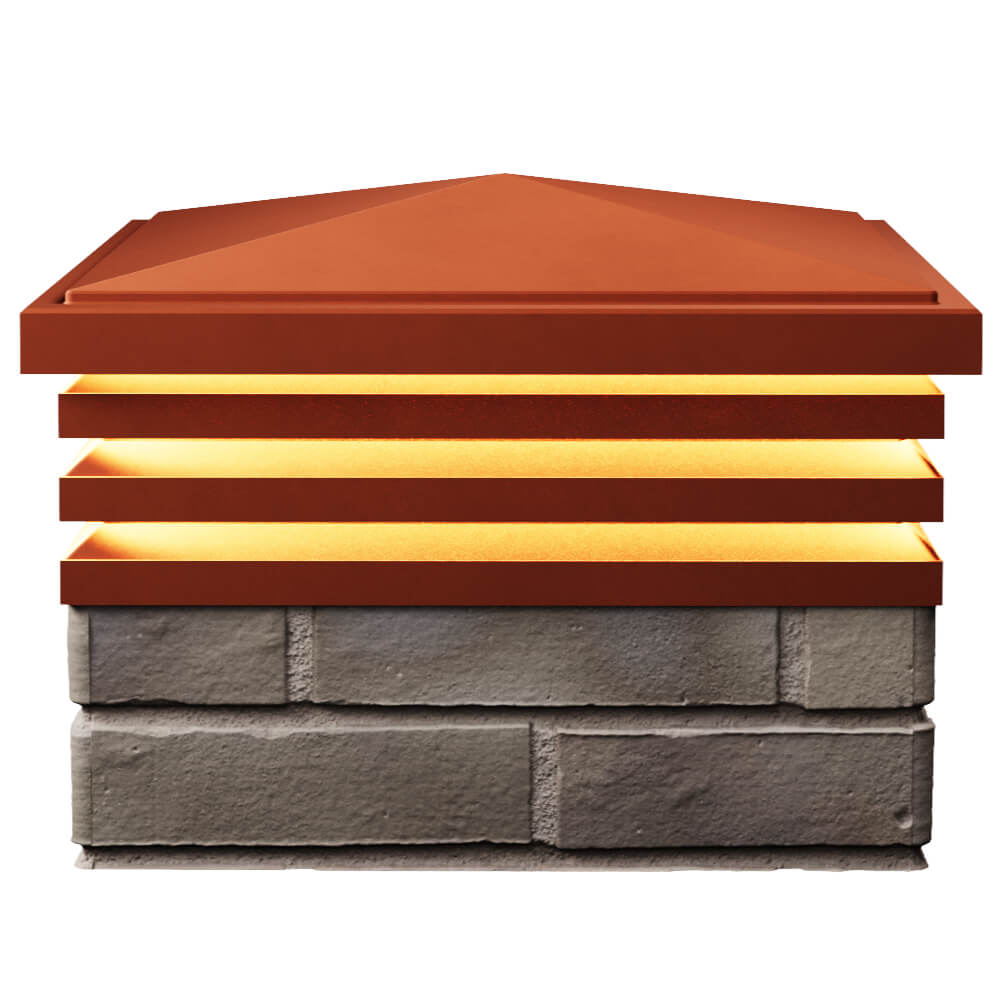 Колпак Zking Бона ХайТек Красный на столб 1.5х1.5 кирпича (385х385мм) с подсветкой в Уфе фото