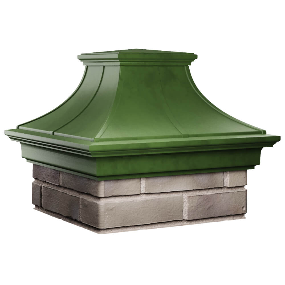 Колпак Zking Монблан Премиум Зеленый на столб 1.5х1.5 кирпича (385х385мм) в Уфе фото