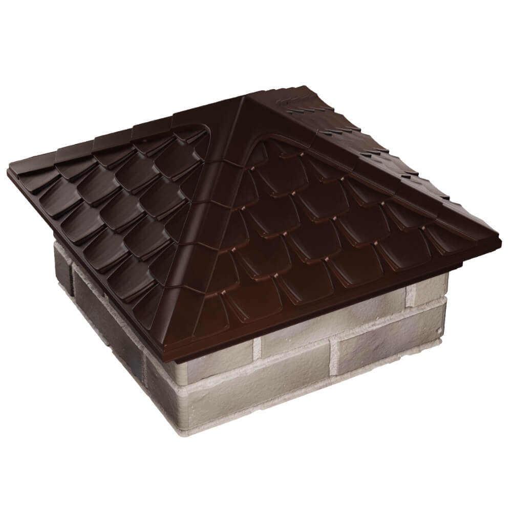 Колпак Zking Эльбрус Коричневый на столб 1.5х1.5 кирпича (385х385мм) в Уфе фото