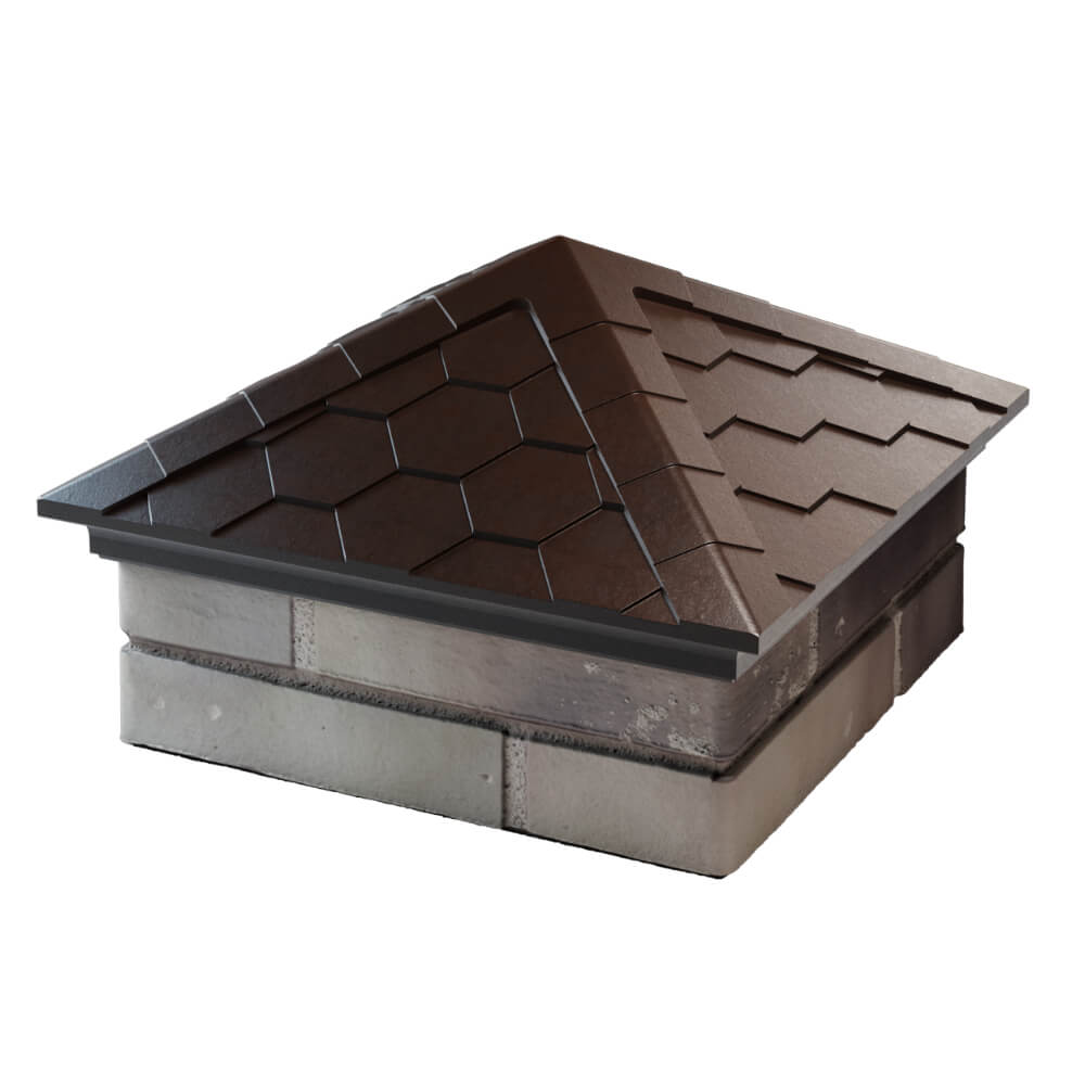 Колпак Zking Эверест Коричневый на столб 1.5х1.5 кирпича (390х390мм) в Уфе фото
